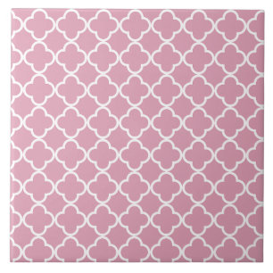 Carreau Quatrefoil blanc rose