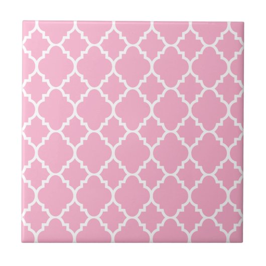 Carreau Quatrefoil blanc rose Motif marocain (Devant)