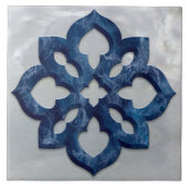 Carreau Quatrefoil marocain Marbre bleu et perle (Devant)