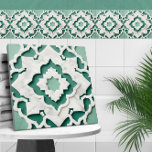 Carreau Quatrefoil marocain Vert et Marbre blanc<br><div class="desc">Quatrefoil marocain Vert et Marbre blanc</div>