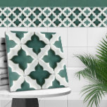 Carreau Quatrefoil marocain Vert et Marbre blanc<br><div class="desc">Quatrefoil marocain Vert et Marbre blanc</div>