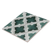 Carreau Quatrefoil marocain Vert et Marbre blanc (Côté)