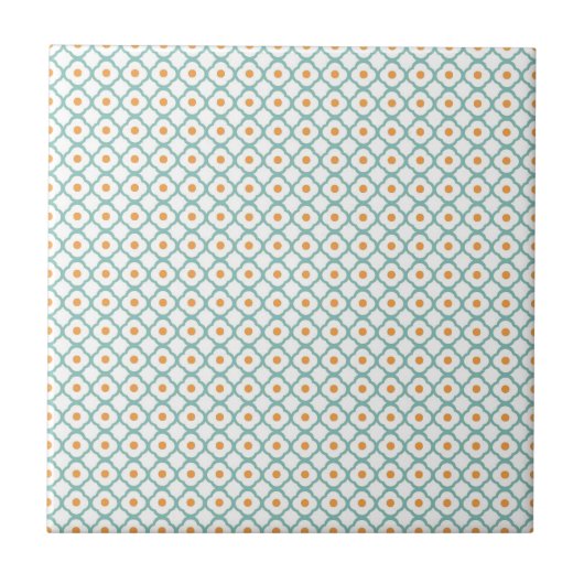 Carreau Quatrefoil turquoise vintage et points (Devant)