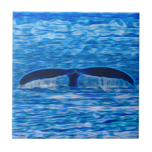 Carreau Queue de baleines Bleu profond Vie océanique