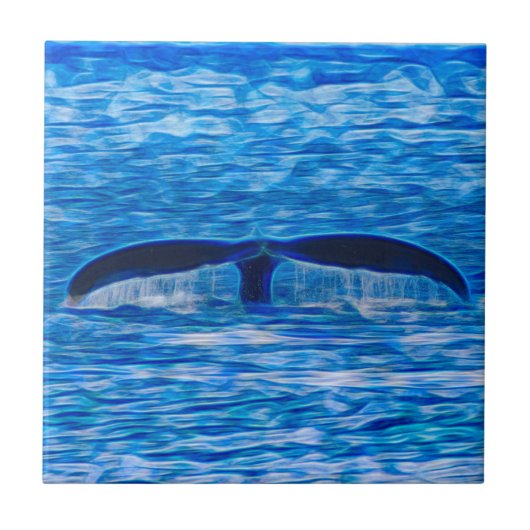Carreau Queue de baleines Bleu profond Vie océanique (Devant)