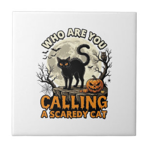 Carreau Qui Traitez-Vous de Peureux Chat Halloween Noir_1
