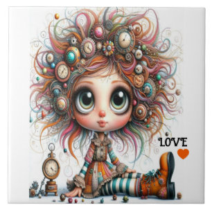 Carreau Quirky Steampunk Girl LOVE Carrelage céramique