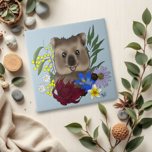 Carreau Quokka Happy Australie Floral Bleu