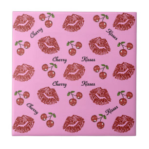Carreau RAB Rockabilly Cherry Kisses on Pink