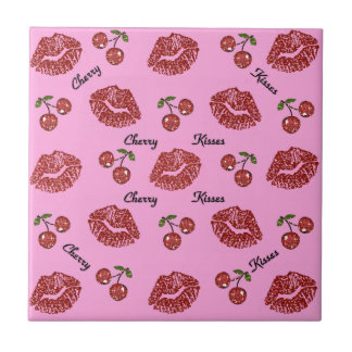 Carreau RAB Rockabilly Cherry Kisses on Pink