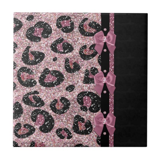 Carreau RAB Rockabilly Pink Leopard Ribbon Bows (Devant)