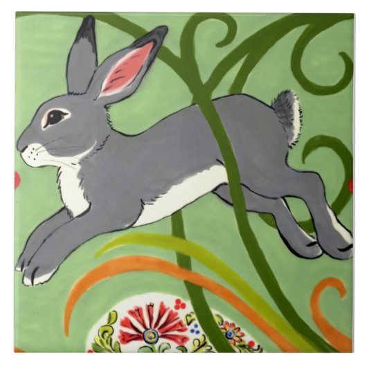 Carreau Rabat gris sur Trivet Design Art Déco Vert (Devant)