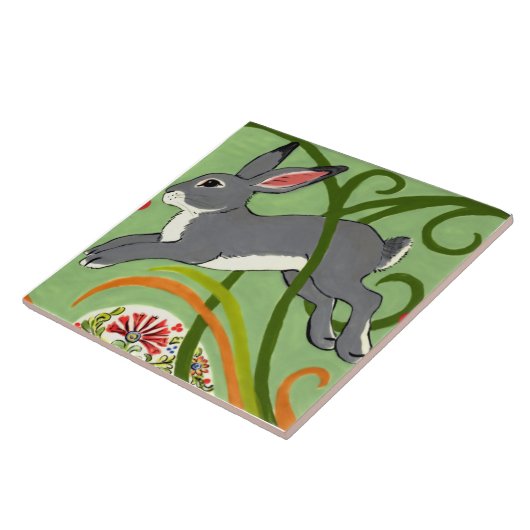 Carreau Rabat gris sur Trivet Design Art Déco Vert (Côté)
