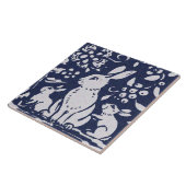 Carreau Rabbit Bleu Gris Granit Pierre Bois Animal Art (Côté)