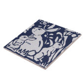 Carreau Rabbit Bleu Gris Granit Pierre Bois Animal Art (Côté)