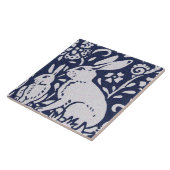 Carreau Rabbit Bleu Gris Granit Pierre Bois Animal Art (Côté)