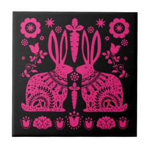 Carreau Rabbit Nordic Scandinavian Folk Art