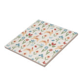 Carreau Rabbits Fleur sauvage Motif d'art populaire (Côté)