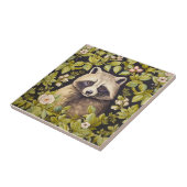 Carreau Raccoon et feuilles verts inspirés de William Morr (Côté)