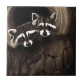 Carreau Raccoons Brown Cute Tree (Devant)