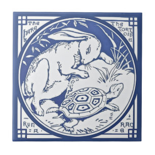Carreau Race Hare & Tortoise Repro Minton TIle