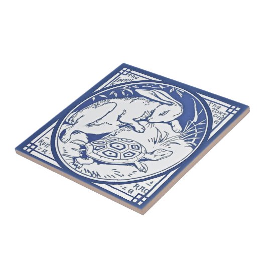 Carreau Race Hare & Tortoise Repro Minton TIle (Côté)