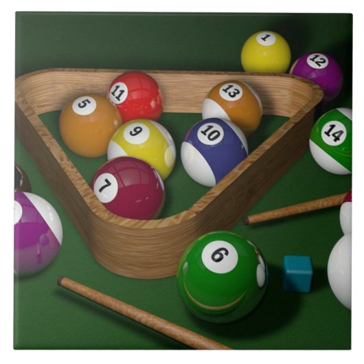 Carreau "Rack'em up", jeu de billard (Devant)