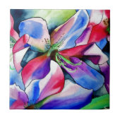 Carreau Rainbow Azalea fleur aquarelle originale (Devant)