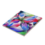 Carreau Rainbow Azalea fleur aquarelle originale (Côté)