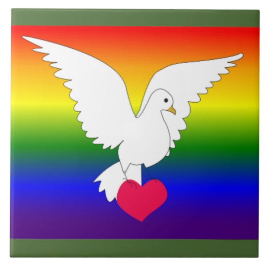 CARREAU RAINBOW HEART DOVE (Devant)