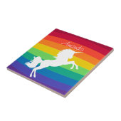 Carreau Rainbow Motif blanc Unicorne personnalisée (Côté)