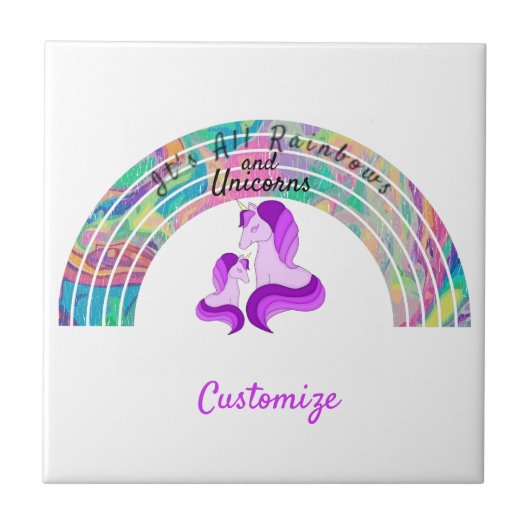Carreau Rainbows psychédélique et Unicorns Thunder_Cove (Devant)