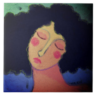 Carreau Rainy Hair Days Portrait Abstrait d'une femme