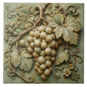 Carreau Raisin de vigne rustique Faux relief botanique