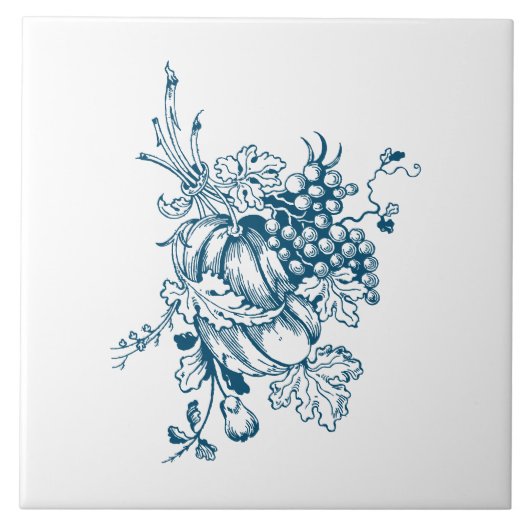 Carreau Raisins et fruits bleus et blancs (Devant)