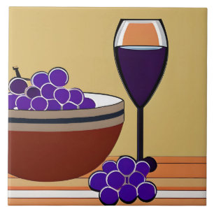 Carreau Raisins et Wineglass en Maroon et Tan