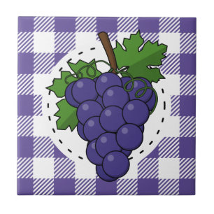 Carreau Raisins sur Plaid violet blanc