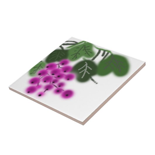 Carreau raisins violets et feuilles vertes (Côté)