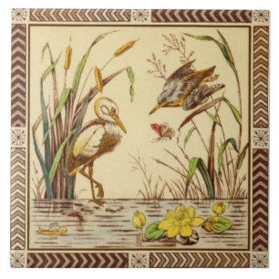 Carreau Rare esthétique Nature Pond Life 1880 Tile Repro