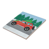 Carreau Rat Terrier Conduit une voiture de Noël avec un ar (Côté)