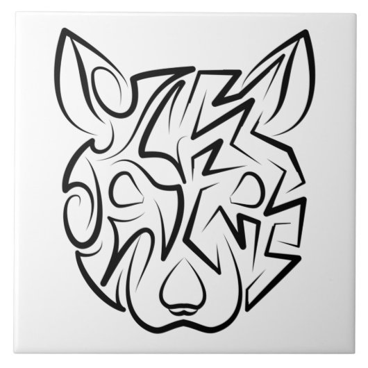 Carreau Rat tribal noir et blanc (Devant)