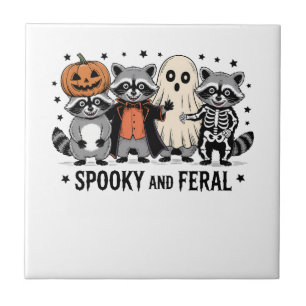 Carreau Raton laveur drôle d'Halloween effrayant et sauvag