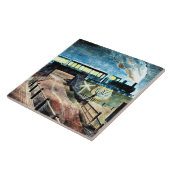 Carreau Ravilieux, train Traversant le pont la nuit (Côté)