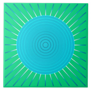 Carreau Rayon de soleil géométrique moderne - bleu et ve