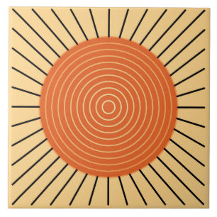 Carreau Rayon de soleil géométrique moderne - mandarine