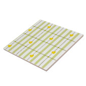 Carreau Rayure vert citron et cœurs jaunes (Côté)