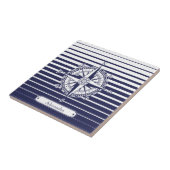 Carreau Rayures bleues de rose de boussole (Côté)