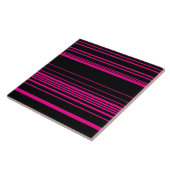 Carreau Rayures complexes - Magenta et Noir (Côté)