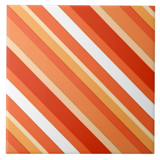 Carreau Rayures de bonbons superposées - orange et blanc (Devant)