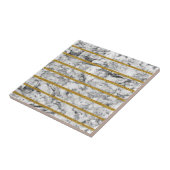 Carreau Rayures de marbre blanches noires d'effet de (Côté)